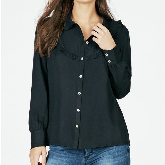 JustFab Ruffle Front Blouse - Picture 4 of 5